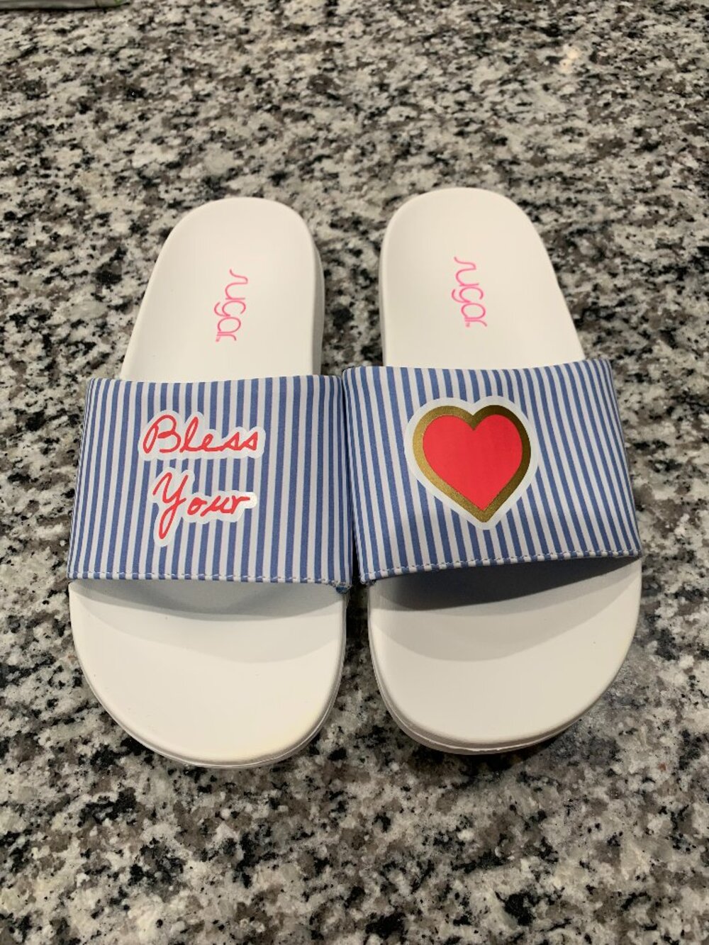Sugar Brand Women's "Bless Your Heart" Slides, Size 10